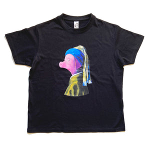 T-shirt 'Great Art' zwijntje met de parel