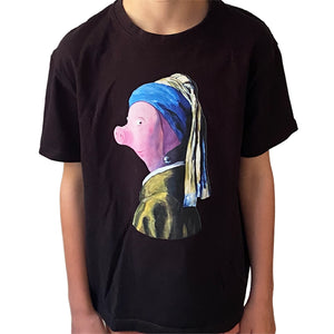 T-shirt 'Great Art' zwijntje met de parel