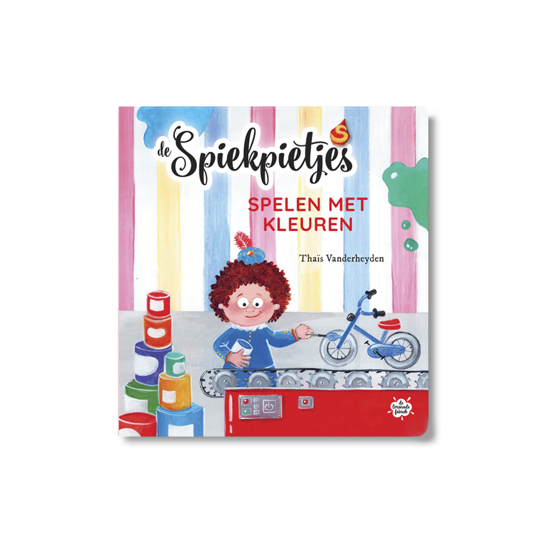 de_spiekpietjes_spelen_met_kleuren spiekpietje schildert een blauwe fiets