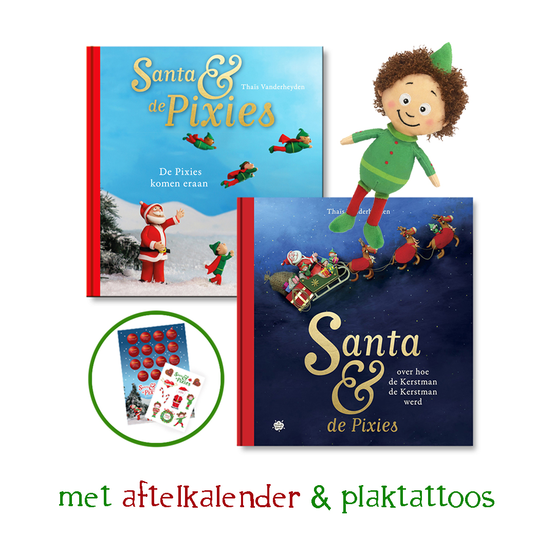 santa super fan pakket pakket kerstboeken en pop kerstelf