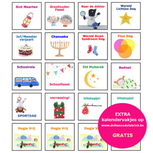 extra kalendervakjes voor onze school- & vakantiekalender